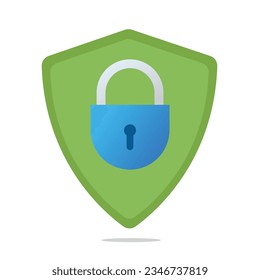 Digital security icon padlock illustration in blue and green colors. Privacy and security protection symbol.
