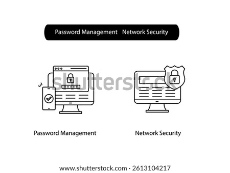 Digital Security Icons for Network Firewall and Password Encryption Systems