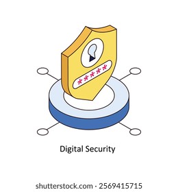 Digital Security isometric Colored illustration. EPS File stock illustration