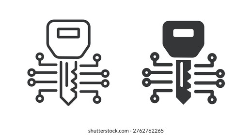 Digital Security Key thin line and solid icon. Multi series icon. Web minimal icon
