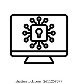 Digital Security Line Vector Illustration On White Background.
