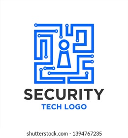 digital security logo design inspiration . technology security logo template . computer security