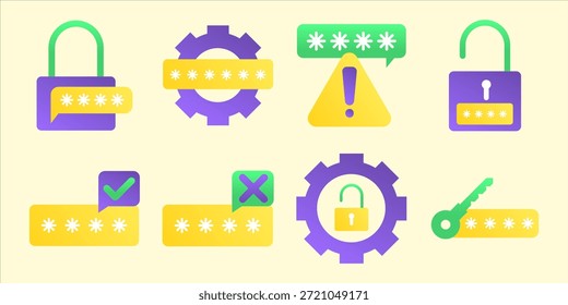 Digital Security Password Management and Access Icons