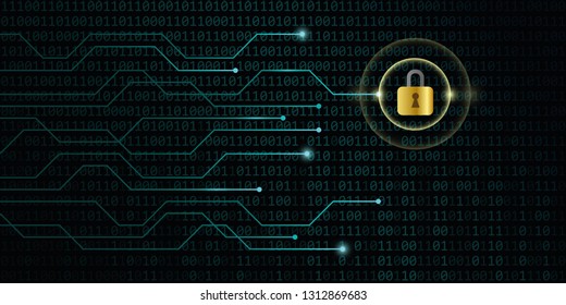 digital security privacy on the internet with blue binary code background vector illustration EPS10