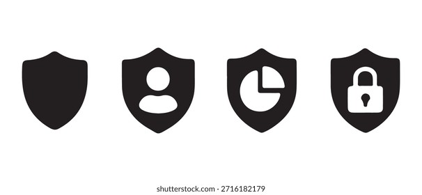 Iconos de protección de privacidad y seguridad digital con símbolos de usuario, datos y candado.