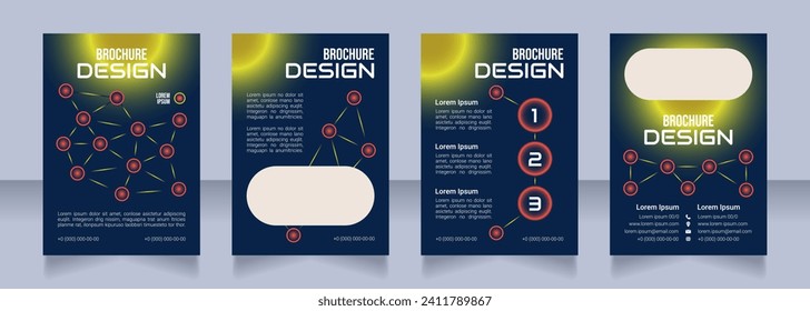 Digital security promo blank brochure design. Template set with copy space for text. Premade corporate reports collection. Editable 4 paper pages. Bebas Neue, Audiowide, Roboto Light fonts used