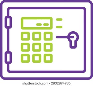 Digital security safe box icon with keypad and keyhole