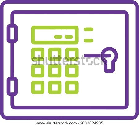 Digital security safe box icon with keypad and keyhole