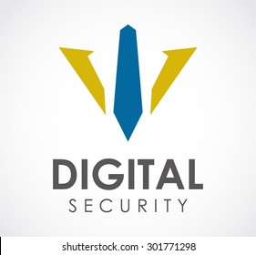 Digital security shield abstract vector logo design template technology business icon company identity symbol concept