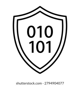Digital security shield with binary code icon security protection technology encryption