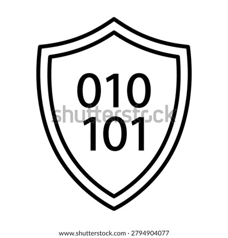 Digital security shield with binary code icon security protection technology encryption