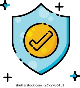 Digital security shield with checkmark symbolizes preventive measures against cyber threats. Perfect for healthcare, technology, and cybersecurity concepts.