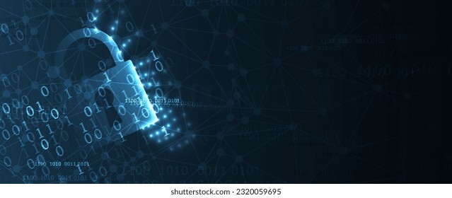 Іnternet digital security technology concept for business background. Lock on circuit board