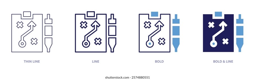 Digital segmentation icon in 4 different styles. Thin Line, Line, Bold, and Bold Line. Duotone style. Editable stroke.