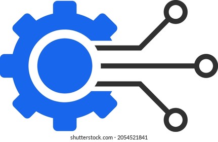 Digital sensor cog vector illustration. Flat illustration iconic design of digital sensor cog, isolated on a white background.