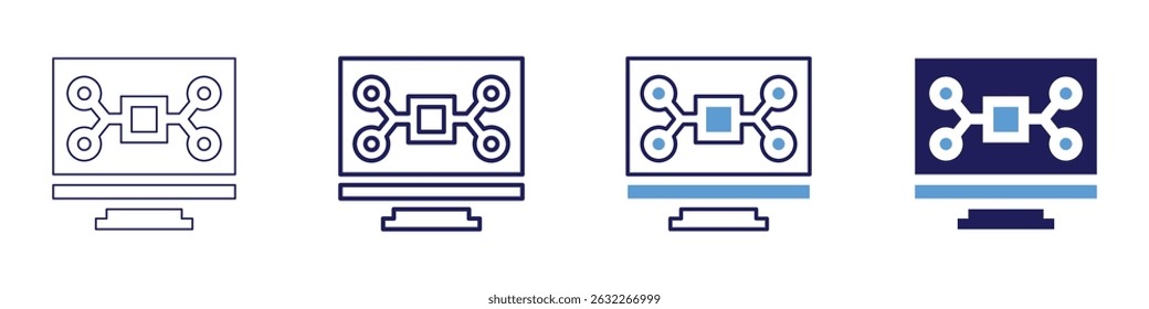 Digital services icon in 4 different styles. Thin Line, Line, Bold Line, Duotone. Duotone style. Editable stroke.