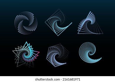 
  Un conjunto digital de formas holográficas abstractas y formas geométricas universales y modernas, y elementos 3D y otros. Ilustración del vector