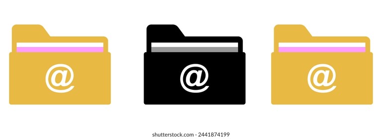 Digital set document email newsletter icon on isolated background. composition template advertising elements concept.