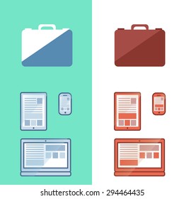 Digital set, laptop, tablet, smart phone in vector