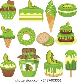 Digital set of sweets made with kiwi