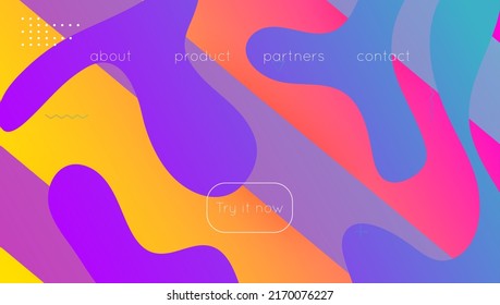 Digital Shape. Wavy Landing Page. Bright Page. Tech Liquid Layout. Gradient Texture. Violet Trendy Poster. Futuristic Design. Colorful Wallpaper. Violet Digital Shape