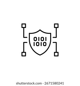 Digital Shield With Binary Code Representing Cybersecurity Protection And Data Integrity