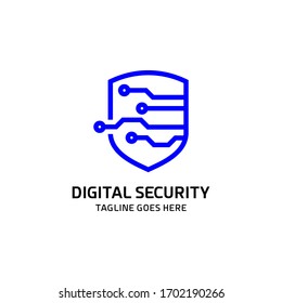 Digital Shield, Cyber Security Logo Vector Design Template.