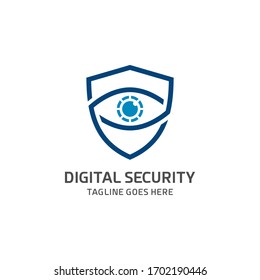 Plantilla de diseño de vectores con logotipo de seguridad digital.
