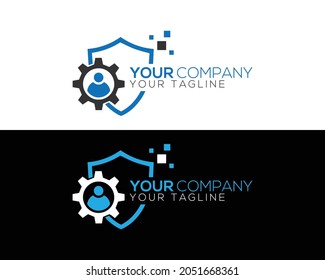 Digital Shield Cyber Security Logo Vector Design Template