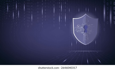 A digital shield, cybersecurity, data protection, binary code, secure network, technology, This content was created using vector drawing tools and software, not generated by AI