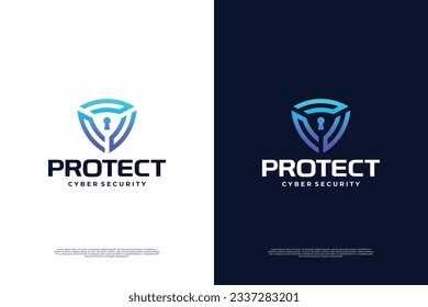 Digital shield Data and network protection logo design.