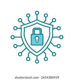 Vektor für das Netzwerksicherheitssymbol des Digital Shield Lock