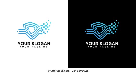 Digital Shield Logo with Data Flow