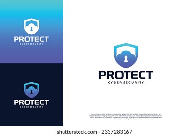 Digital shield logo design. Data and network protection. Internet safety logo.