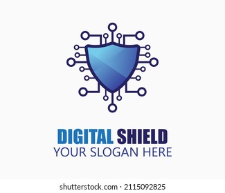 digital shield logo design template. simple modern style design. shield illustration vector