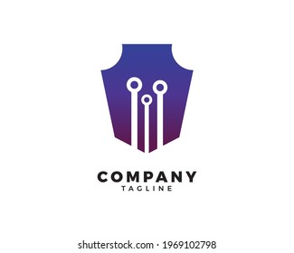 Digital Shield Tech Logo Design Template Vector