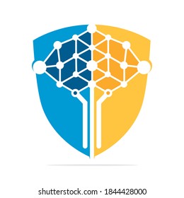Digital shield and tree logo design concepts. Educational learning and security companies logo.