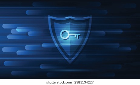 digitales Schild mit virtuellem Bildschirm auf dunklem Hintergrund Cybersicherheitskonzept zur Vorbeugung gegen Cybersicherheit
