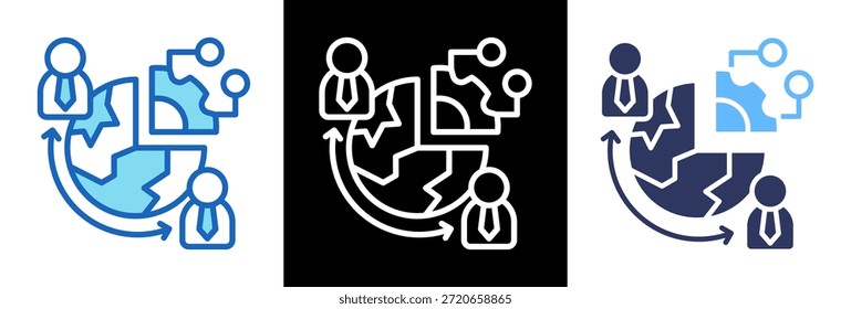 Ilustração de vetor de estilo triplo de ícone de deslocamento digital