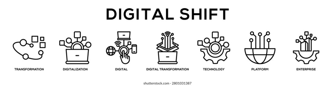 Digital Shift web banner icon illustration concept