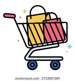 Ícone de vetor de comércio do carrinho de compras digital