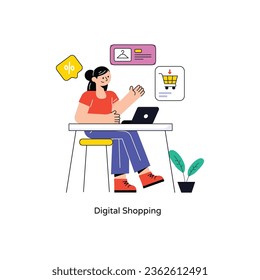 Ilustración del vector de diseño de estilo plano de compras digitales. Ilustración de acciones