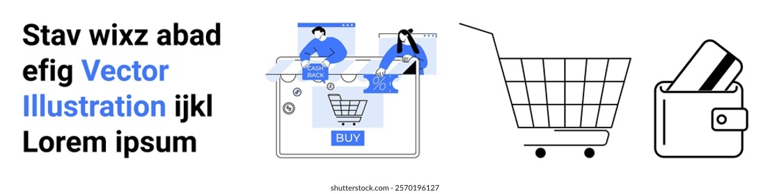 Digital shopping involving customers browsing online, adding items to a cart, and making payments. Ideal for e-commerce platforms, online stores, digital marketing, customer service, and virtual