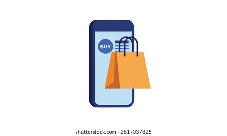 digital shopping on smartphone with shopping app interface and a shopping bag symbol representing online retail and e commerce activities