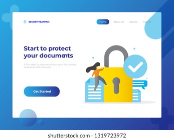 Digital shopping, Security ,privacy, website and mobile site template, concept of webpage ui design