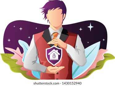 Digital shopping, Security ,privacy, website and mobile site template, concept of web page ui design  flat illustration design