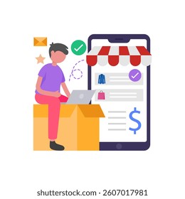 Digital Shopping Transaction Vector Illustration