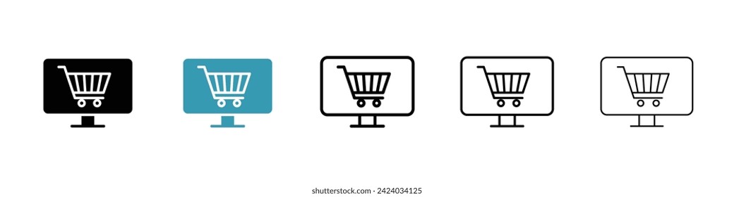Digital Shopping Vector Icon Set. Global e-commerce purchase vector symbol for UI design.