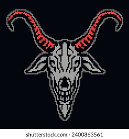 digital sign pixel goat skull t shirt design