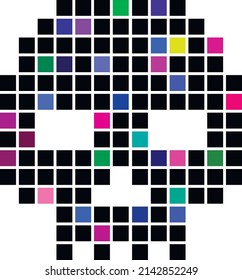 digital sign pixel skull t shirt design

